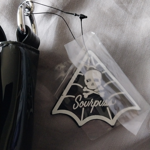 Sourpuss goth black glitter batwing shoulder bag purse - Picture 10 of 10